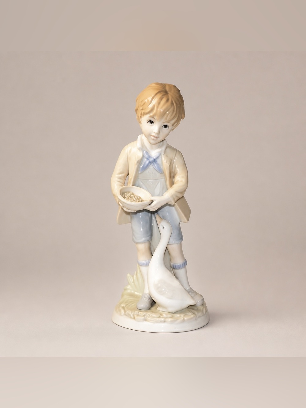 Boy Feeding Goose" China Figurine-Ardalt Japan Collectible Statue